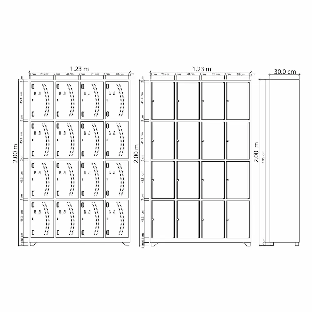 Locker de 16 puestos en acero – Almacenamiento seguro y resistente para oficinas e industrias