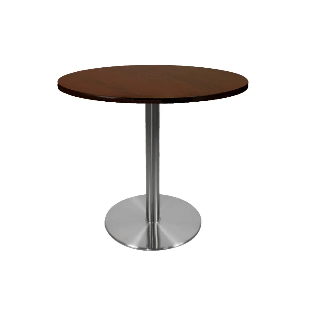 Mesa Delta Redonda Base En Acero - Wengue 1