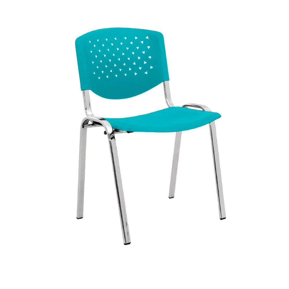 Silla Fija Risma Cromo - Azul Aguamarina 3