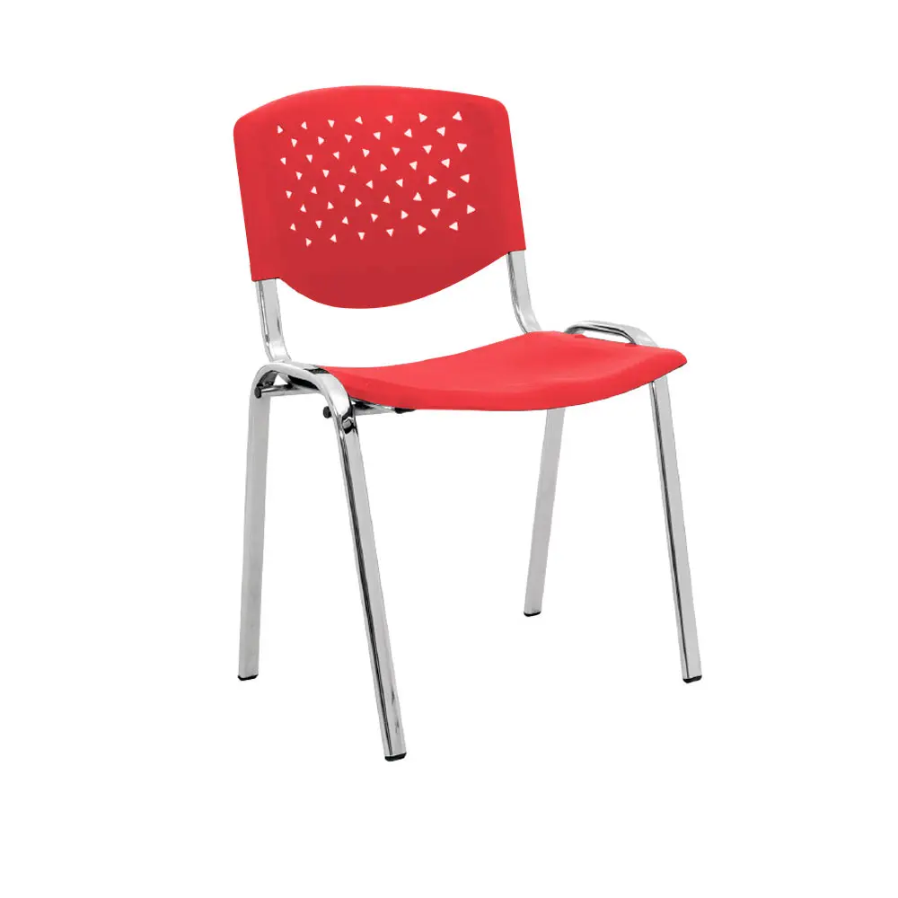 Silla Fija Risma Cromo - Rojo 1