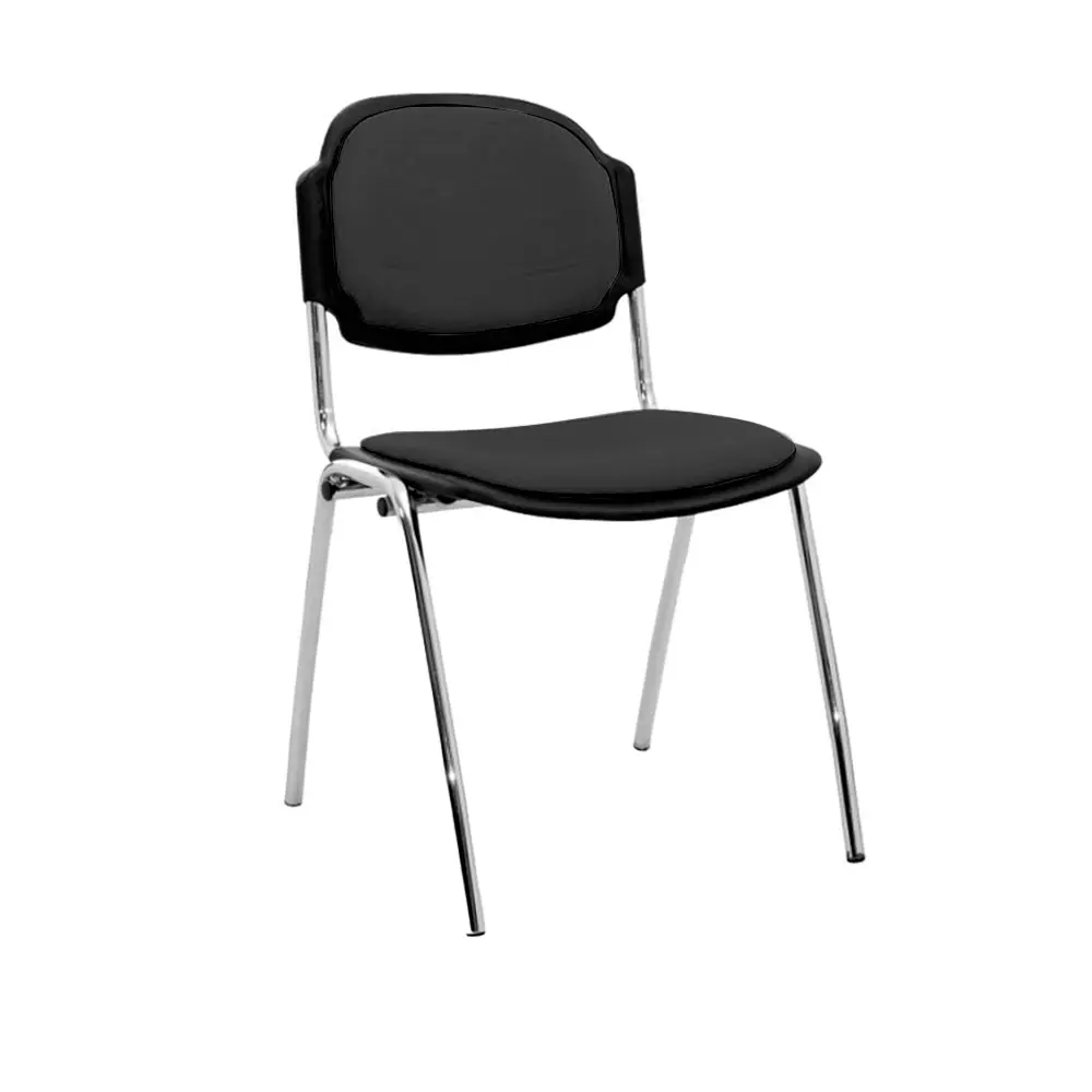 Silla Fija Venus Tapizada Cromo - Negro 3