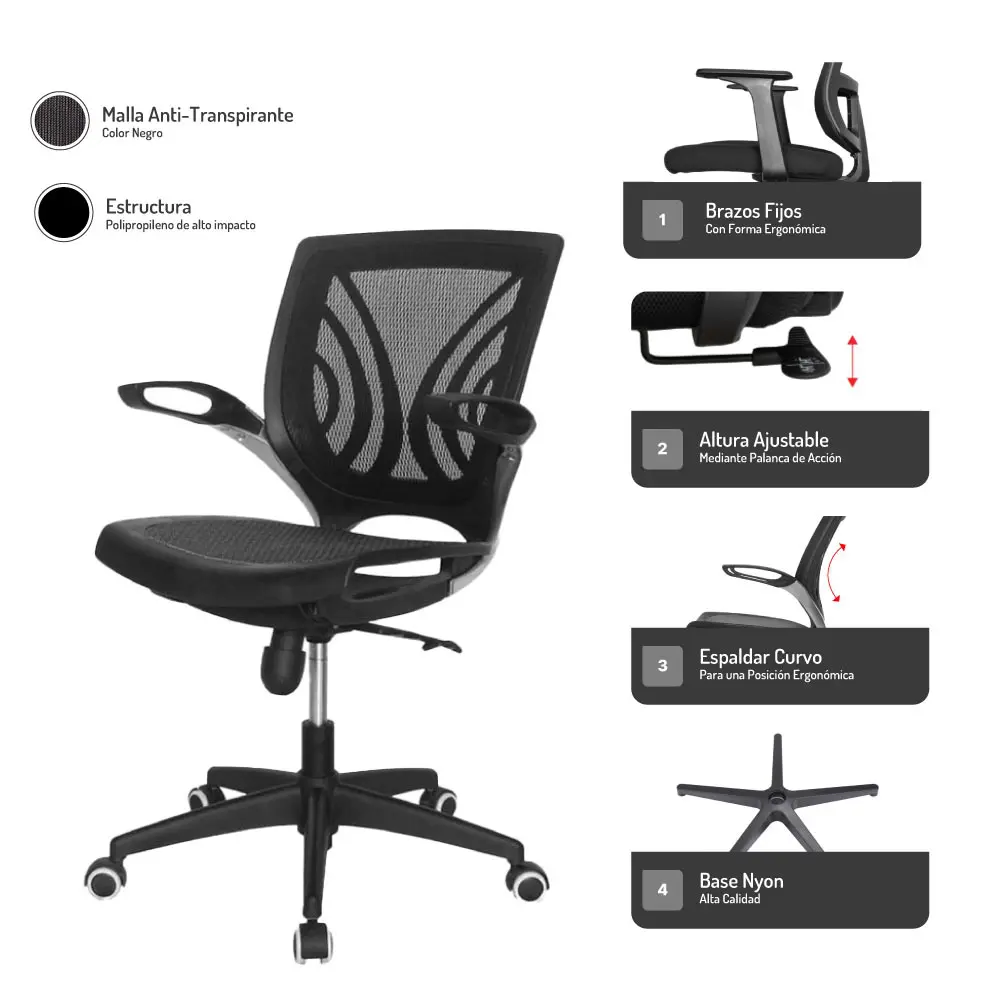 Mecanismo de silla Tibet – Diseño ergonómico y moderno para máxima comodidad en oficinas y espacios de trabajo