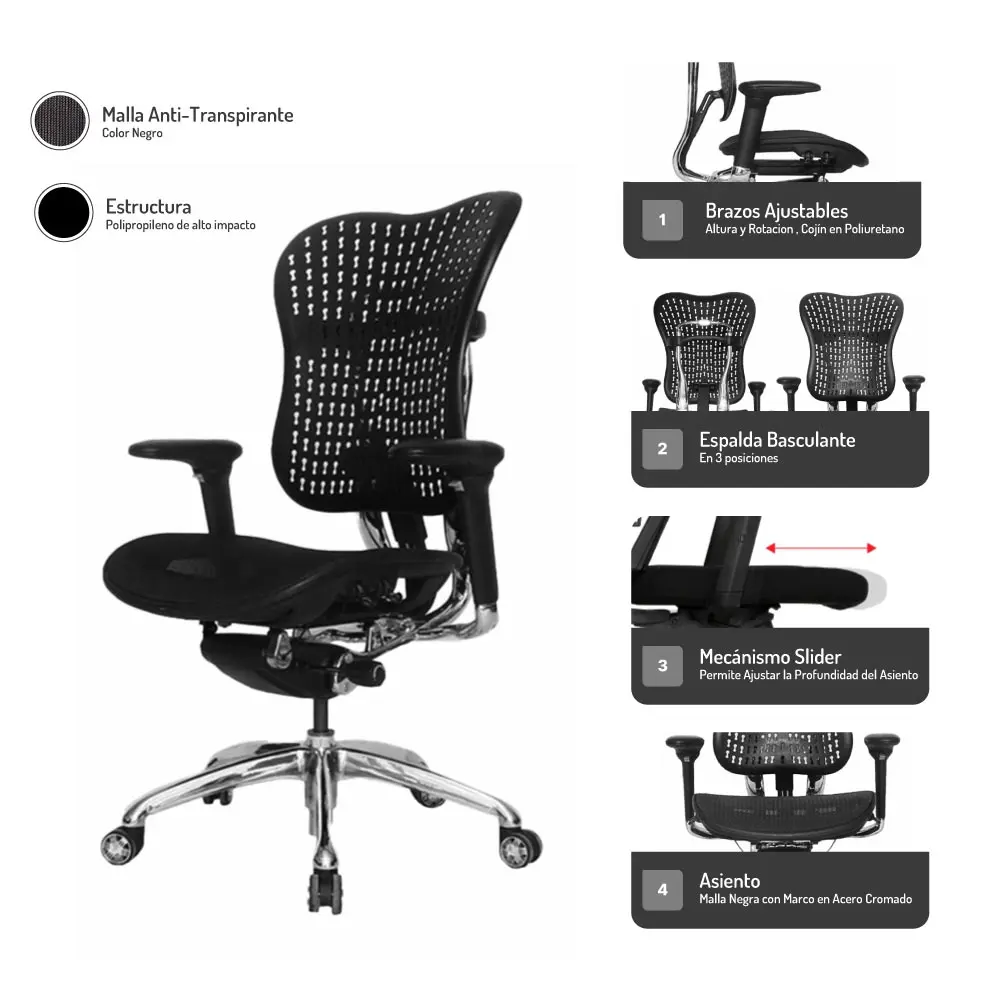 Mecanismo de silla Tokio – Confort y ajuste ergonómico