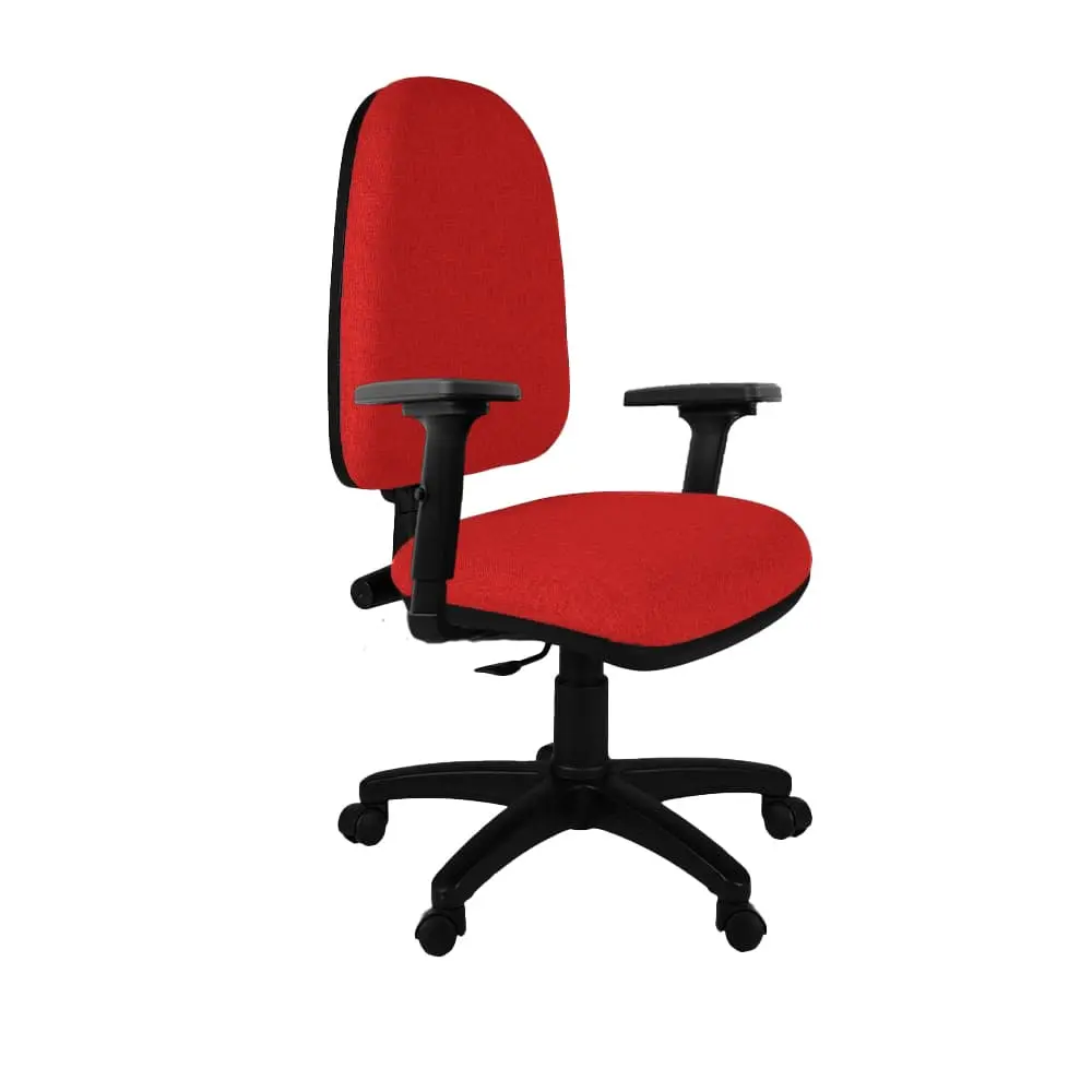 Silla de Escritorio Lisa Alta Brazo Graduable - Rojo 1
