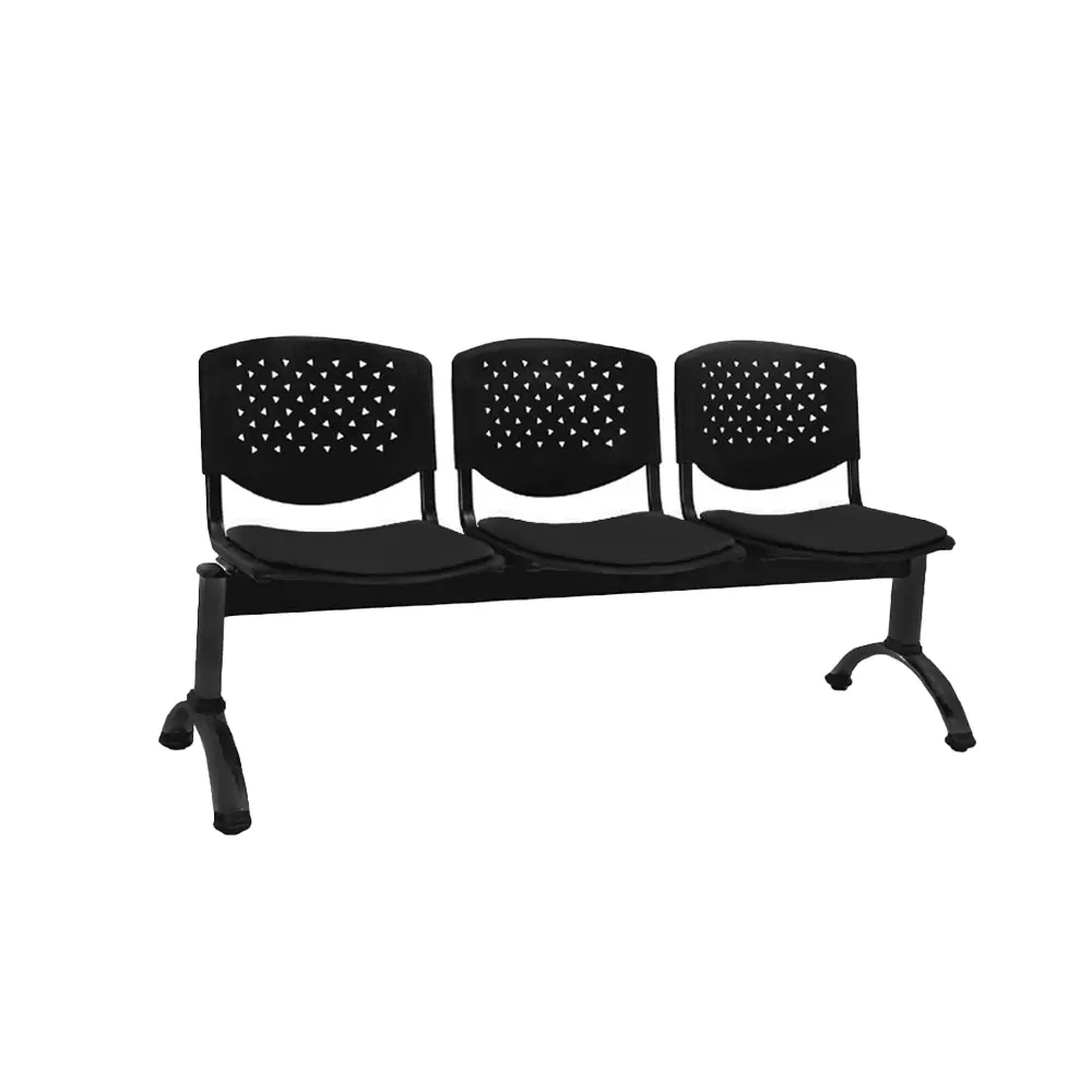 Tándem Risma Tapizado 3 Puestos - Negro 4