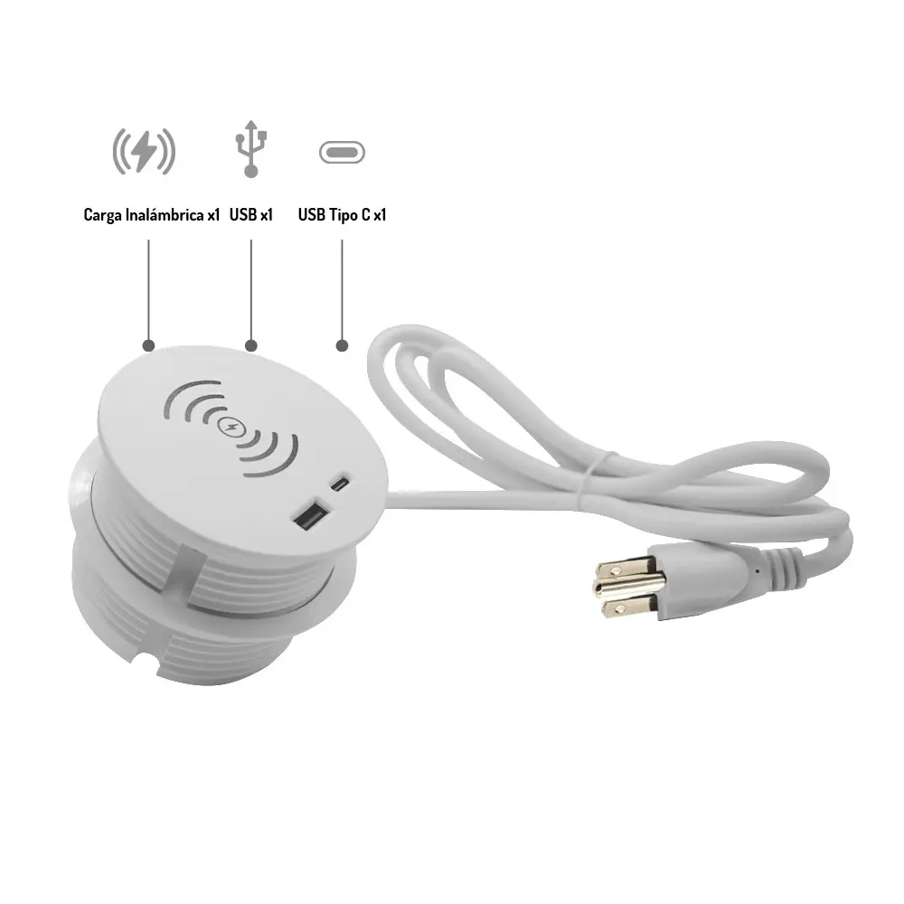 Grommet Redondo Carga Inalámbrica - Blanco 1