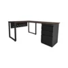 Escritorio Esquinero tipo C Sencillo con Faldón Negro - Negro - Nogal Europeo
