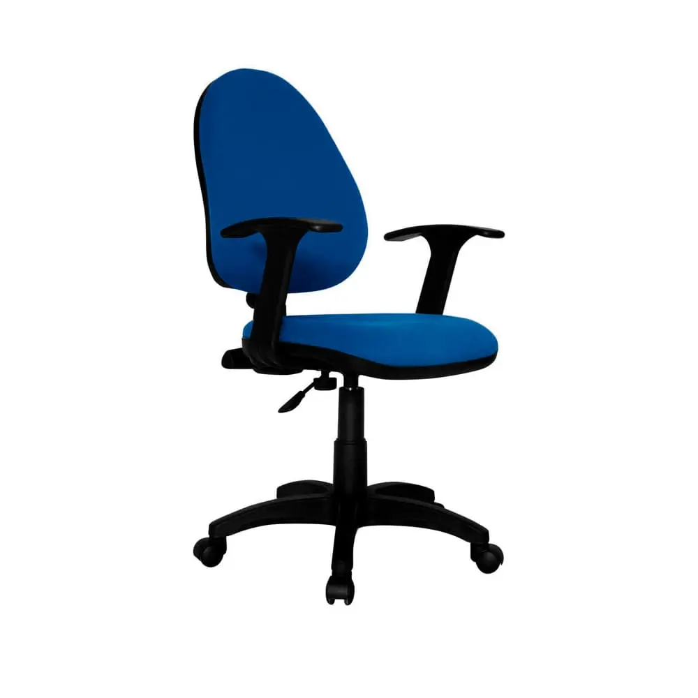 Silla de Escritorio Lisa Alta Brazo en T - Azul 0
