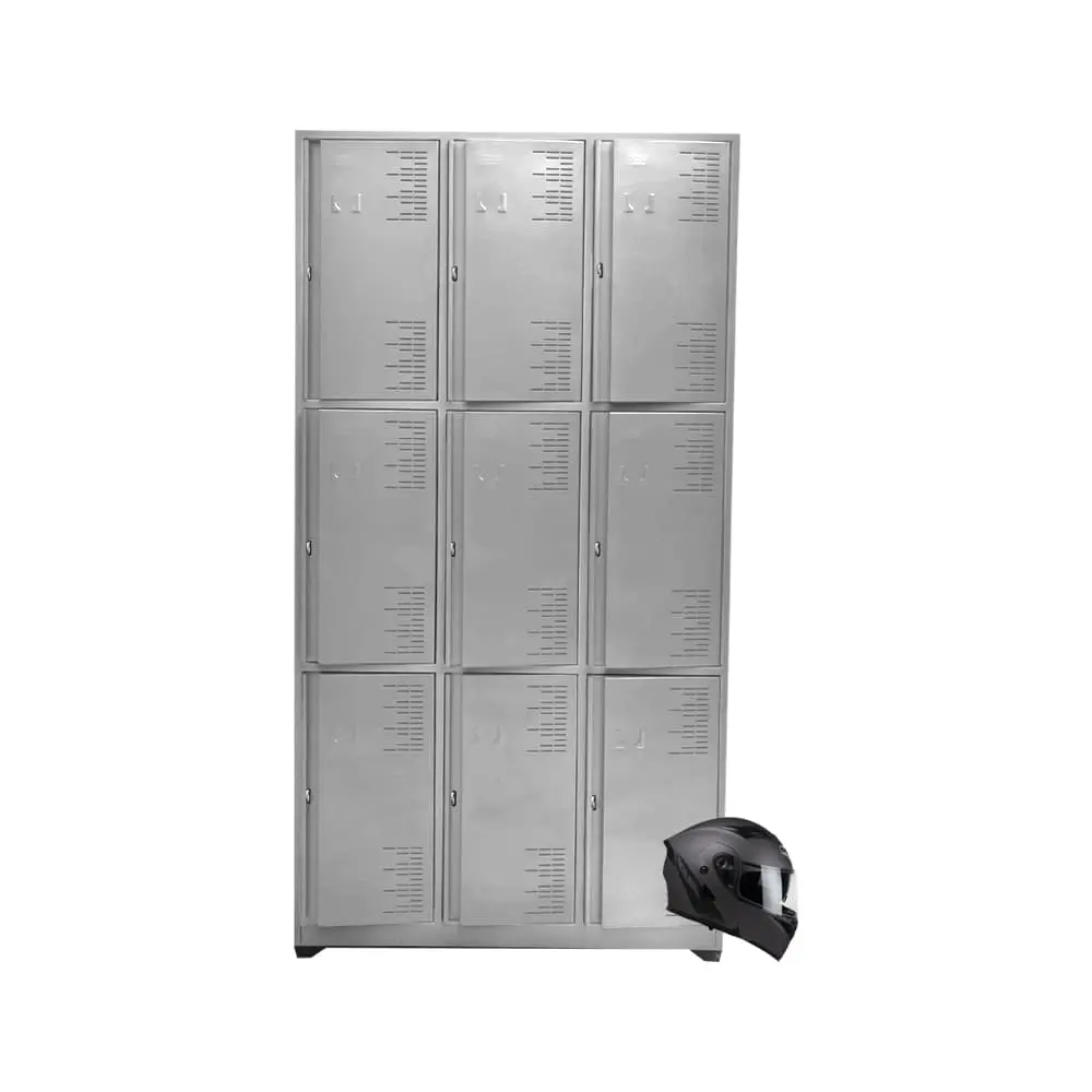 Locker Metálico 9 Puestos para Cascos - Gris 0