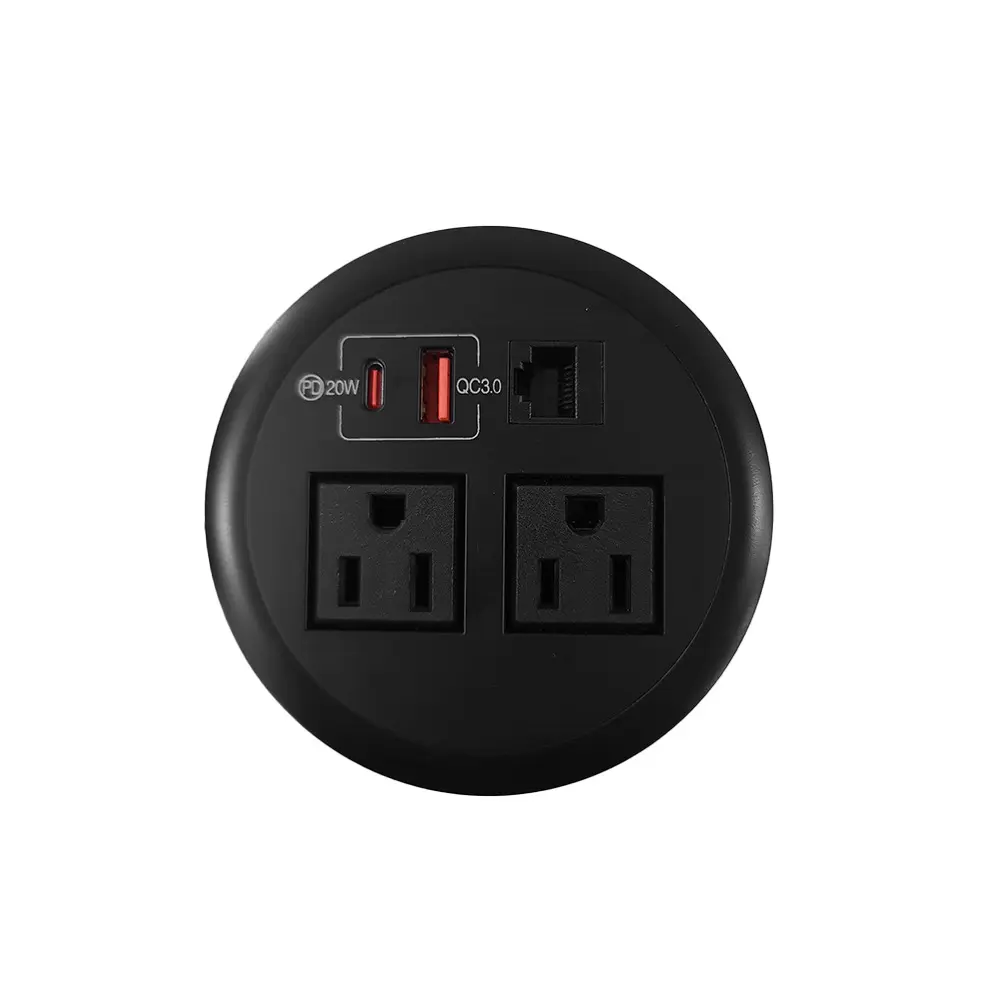 Enchufe Para Mesa USB-Datos - Negro 0