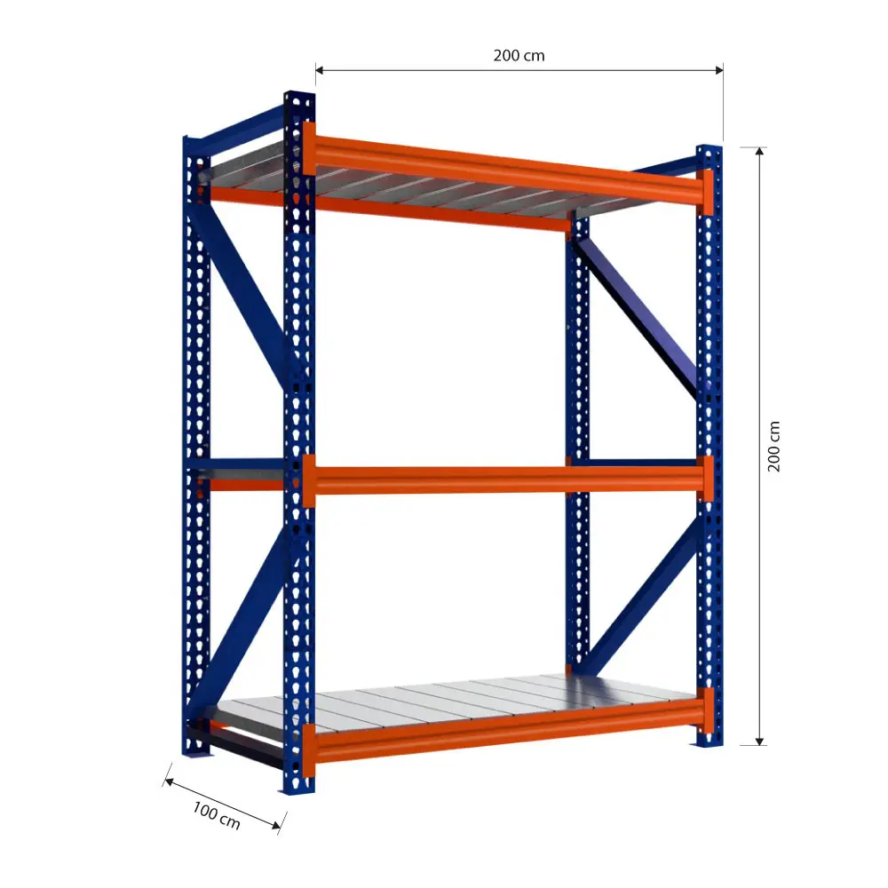 Estante industrial 500 kg lateral – Solución de almacenamiento robusta con medidas 200x200x100 para entornos industriales