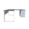 Escritorio Gerencial en L Tipo C con Faldón Blanco - Blanco - Nogal Europeo
