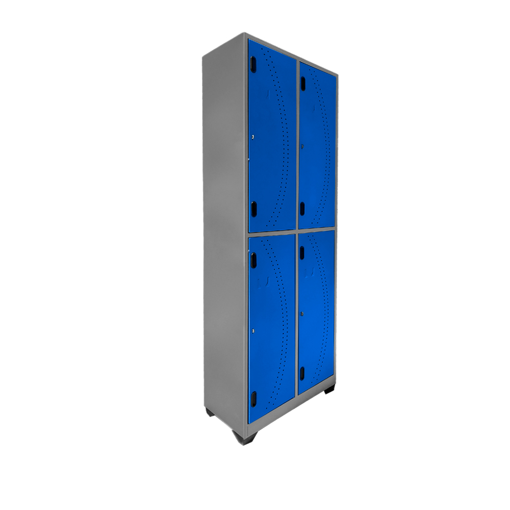 Lockers Metalicos 4 puesros gris azul diagonal