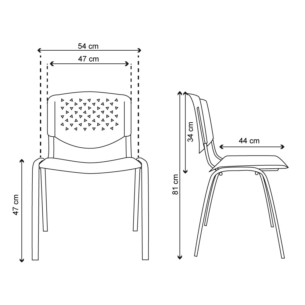 DIMENSIONES SILLA isosceles malla