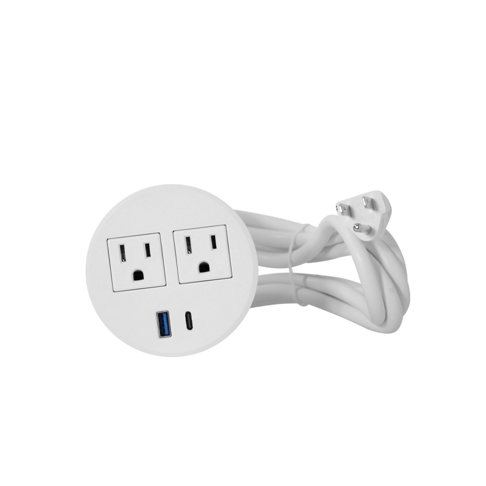 Enchufe para mesa con doble puerto USB blanco 1