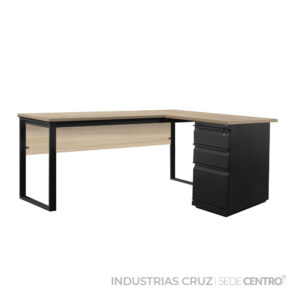 escritorio esquinero con faldon industrias cruz negro nacar