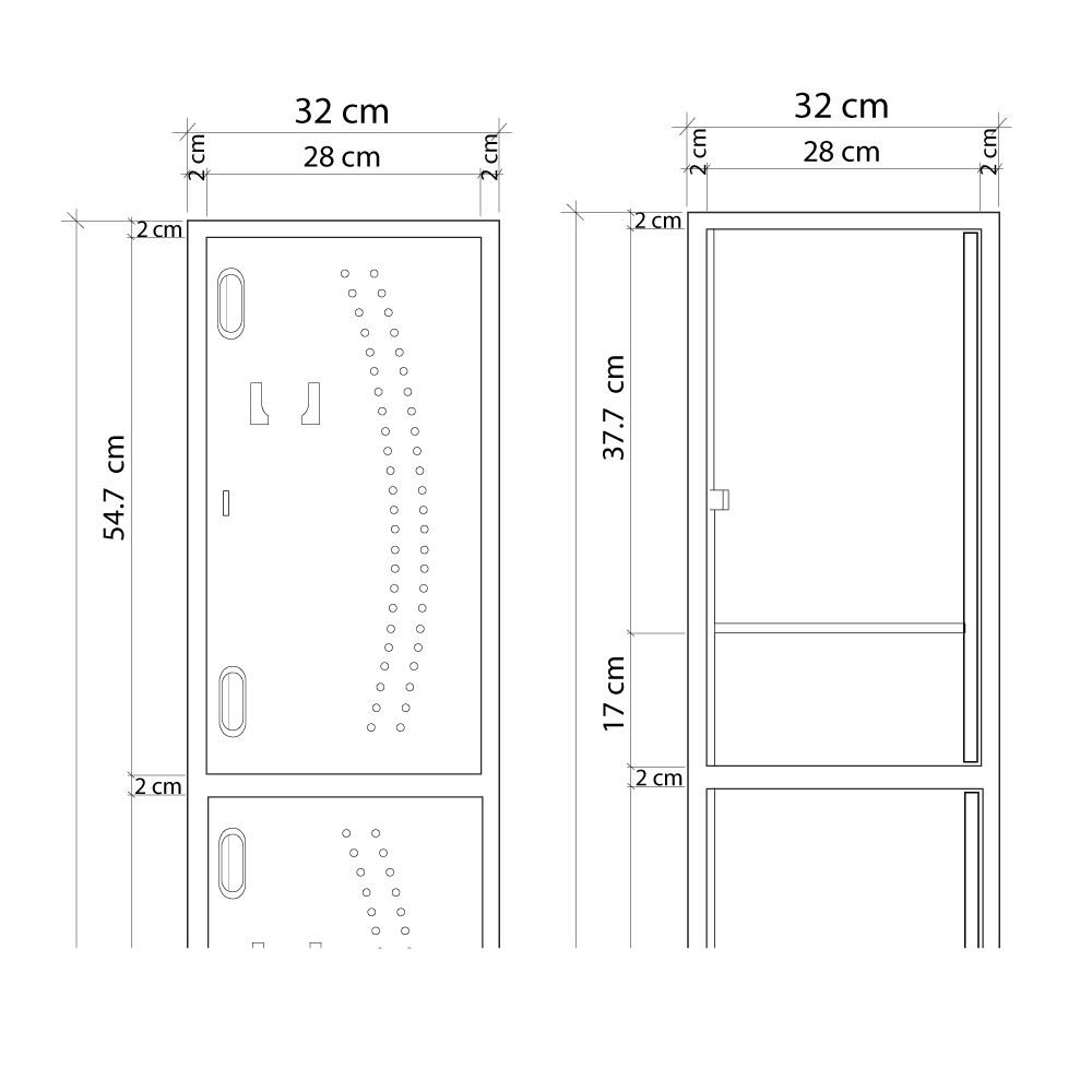 Dimensiones compartimiento locker 3 6V 9 180puestos