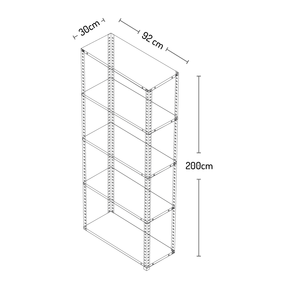 Estante para Negocio 200 cm x 92 cm x 30 cm