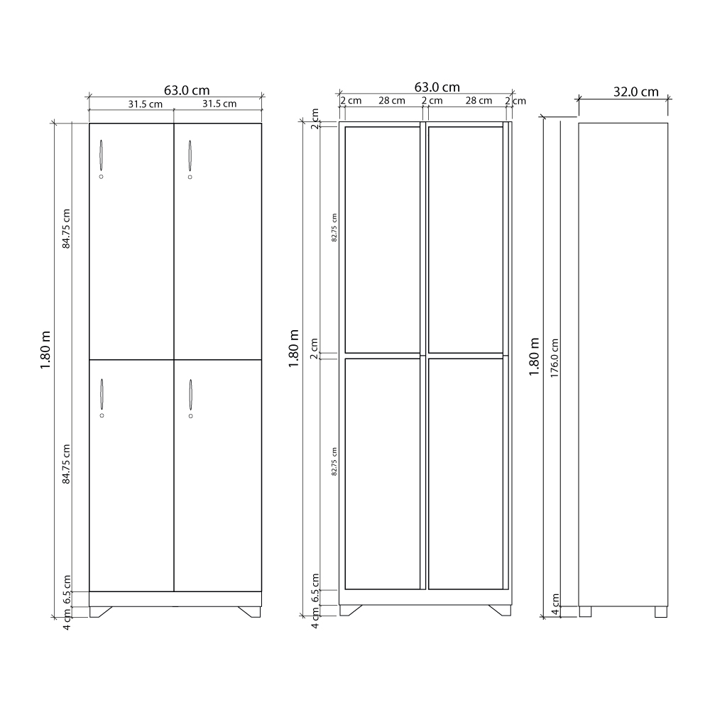 Dimension en locker madera 4 puestos