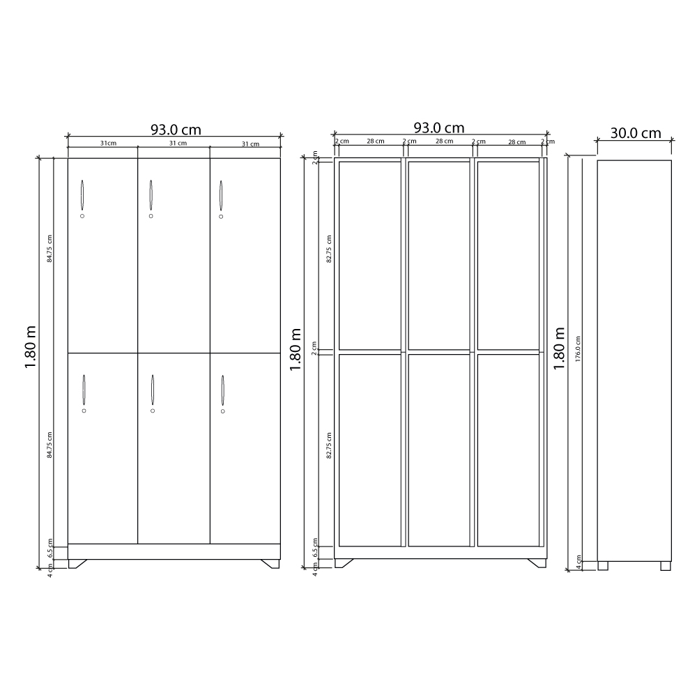 Dimension en locker madera 6 puestos
