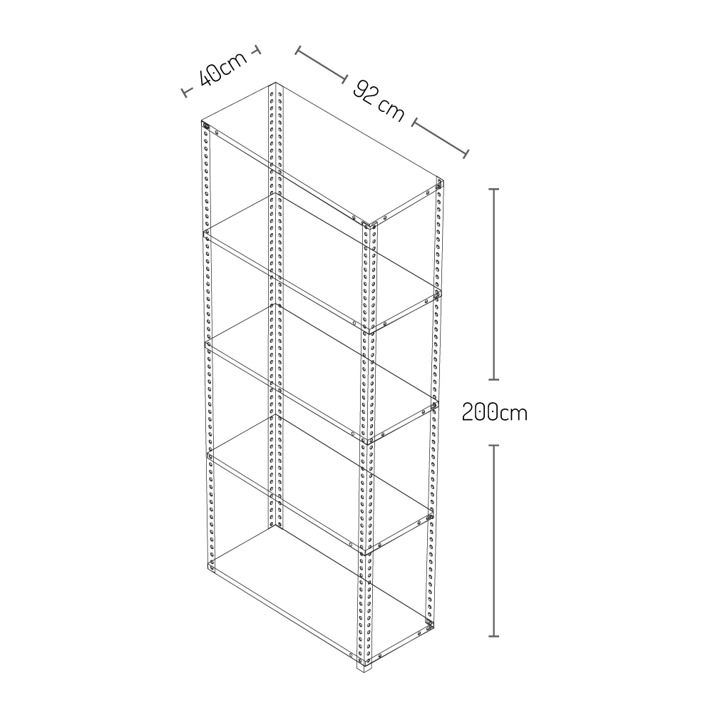 medidas estante en acero