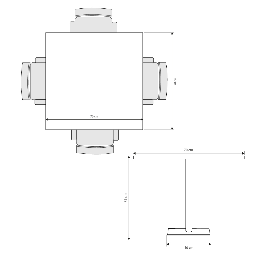 Dimensiones mesa kappa cuadrada