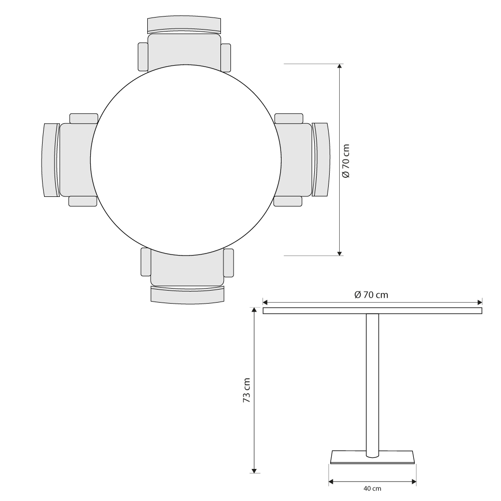 Dimensiones mesa kappa redonda
