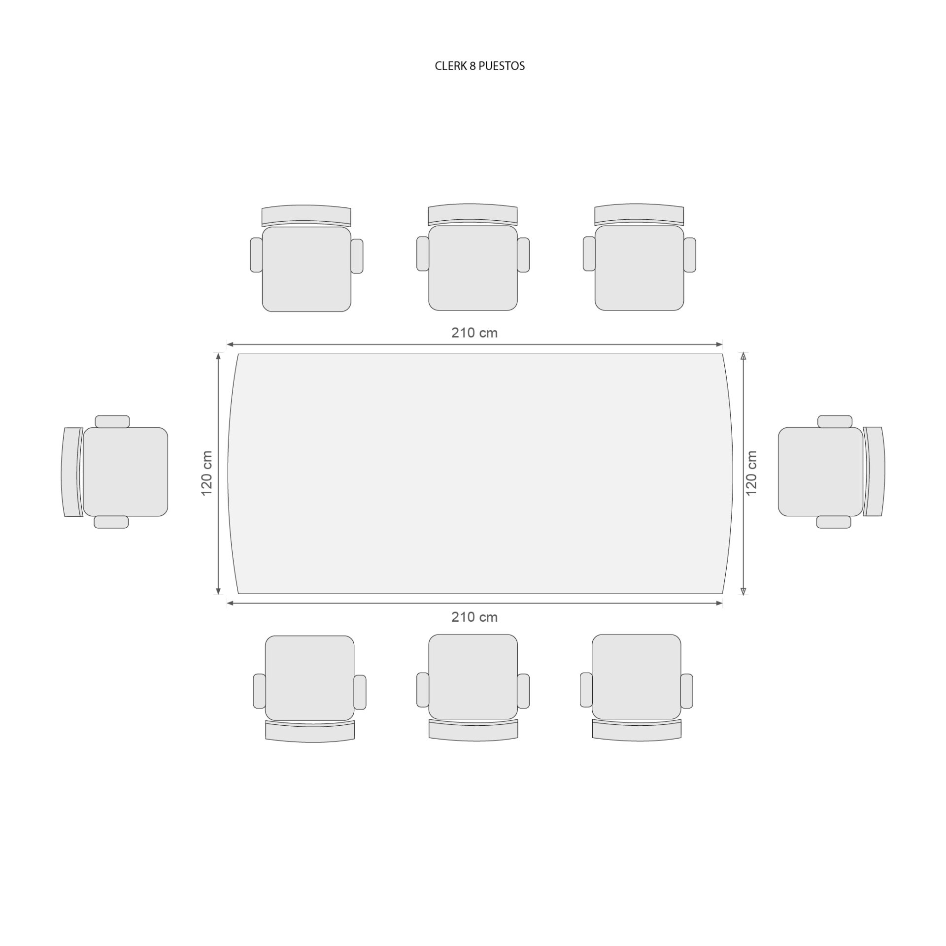 Dimensiones mesas de juntas CLERK 8 PUESTOS